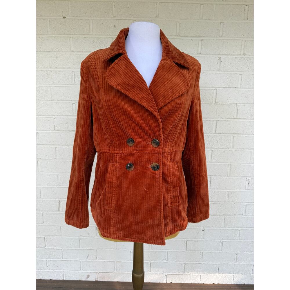 Cabi Rust Corduroy Jacket Style 4123 Wide Corduroy Double Breasted Blazer M - Picture 2 of 14